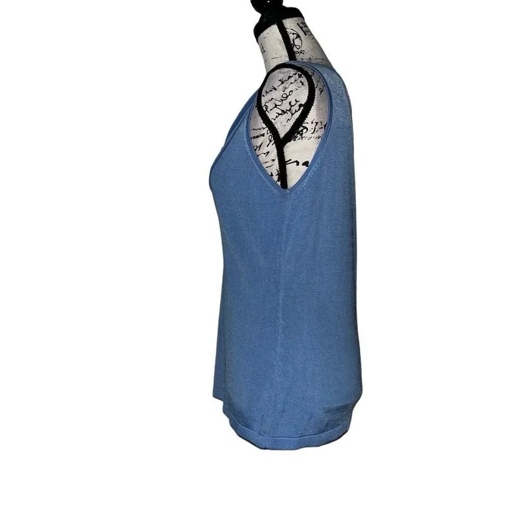 Etcetera sleeveless blue drape neck‎ blouse medium - Picture 2 of 6